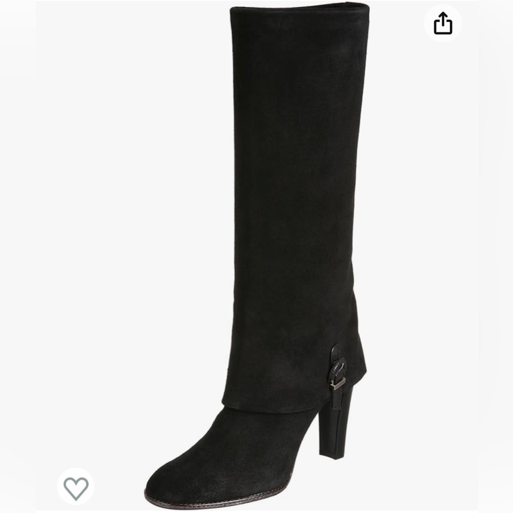 Delman black suede high heeled boots
